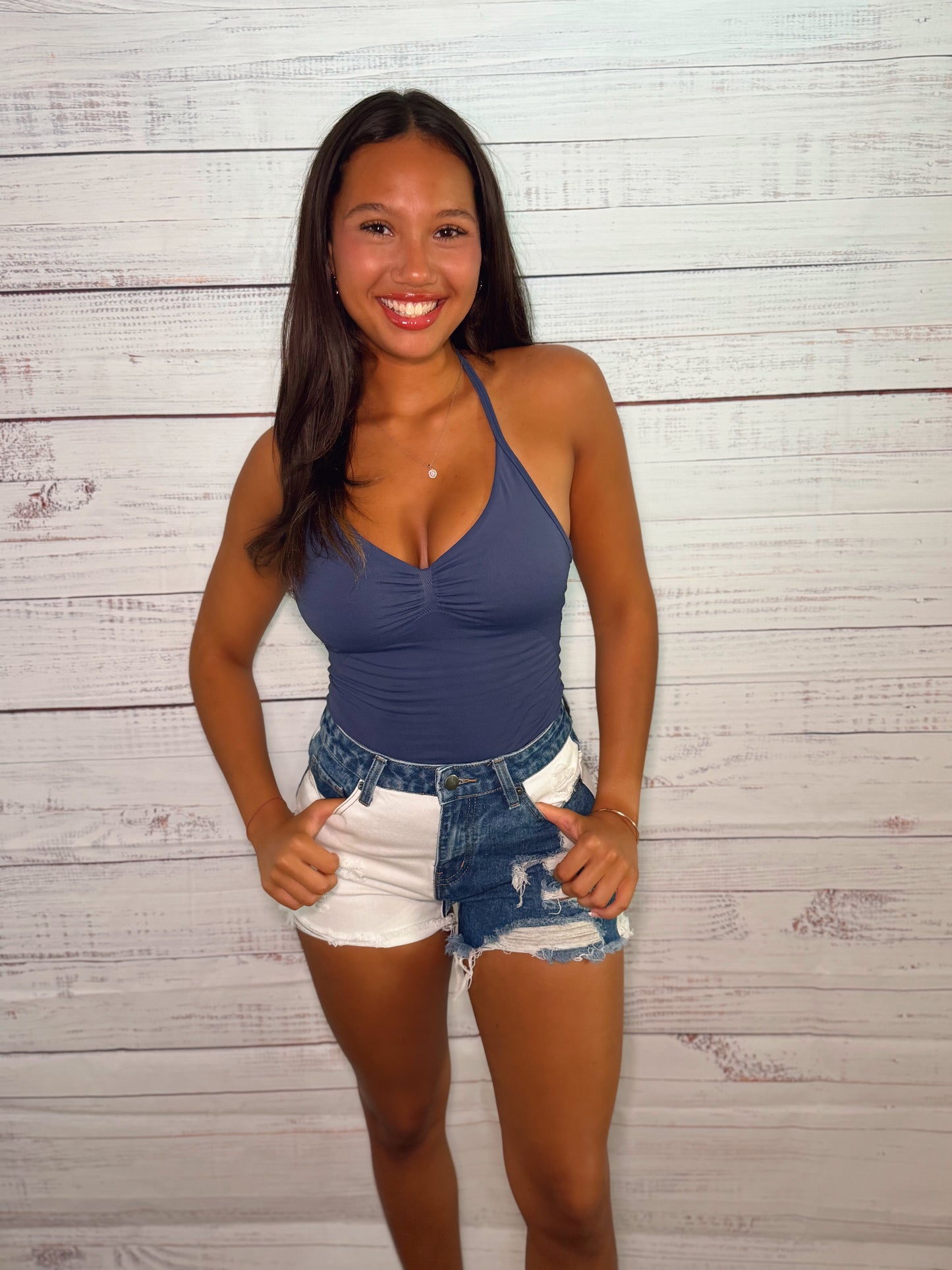 Denim Patchwork Shorts